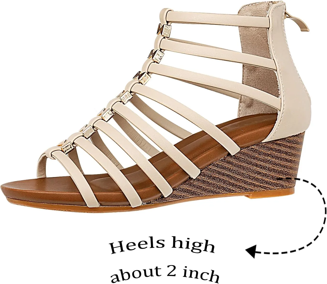 Womens Gladiator Sandals Zipper Strappy Wedge Sandal Roman Shoes For girls