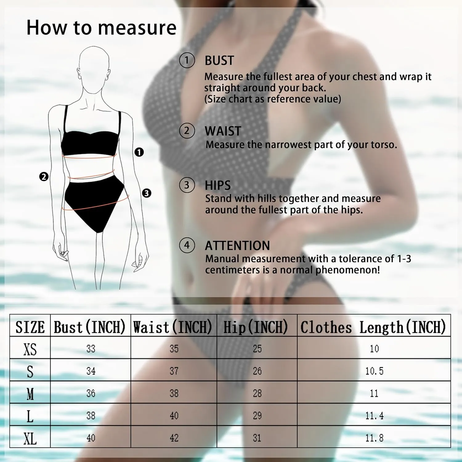 Women's Mid Rise Bikini Suit Halter Neck V Tie Push Up Front Classic Polka Dot Two Swimsuit