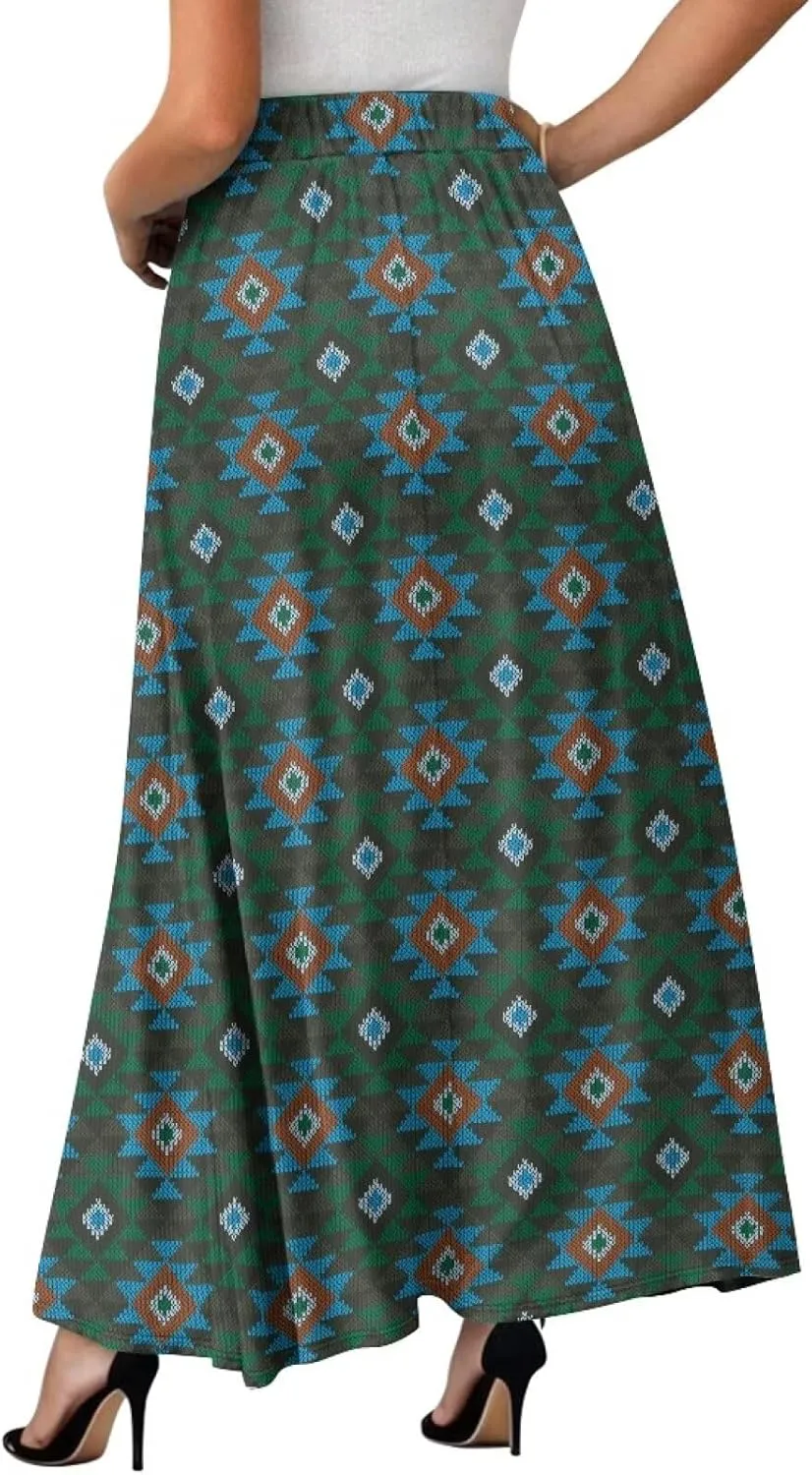 Women's Midi Skirt Elastic Pleated Long Skirts for Women Trendy with Pocket s-2xl