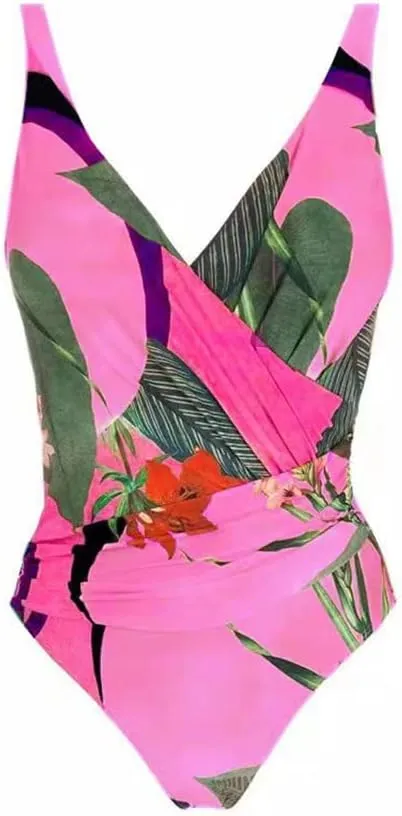 Womens One Piece Floral Bathing Suit with Beach Cover up Wrap Skirt Two Piece Tummy Control Monokini Set Swimsuit