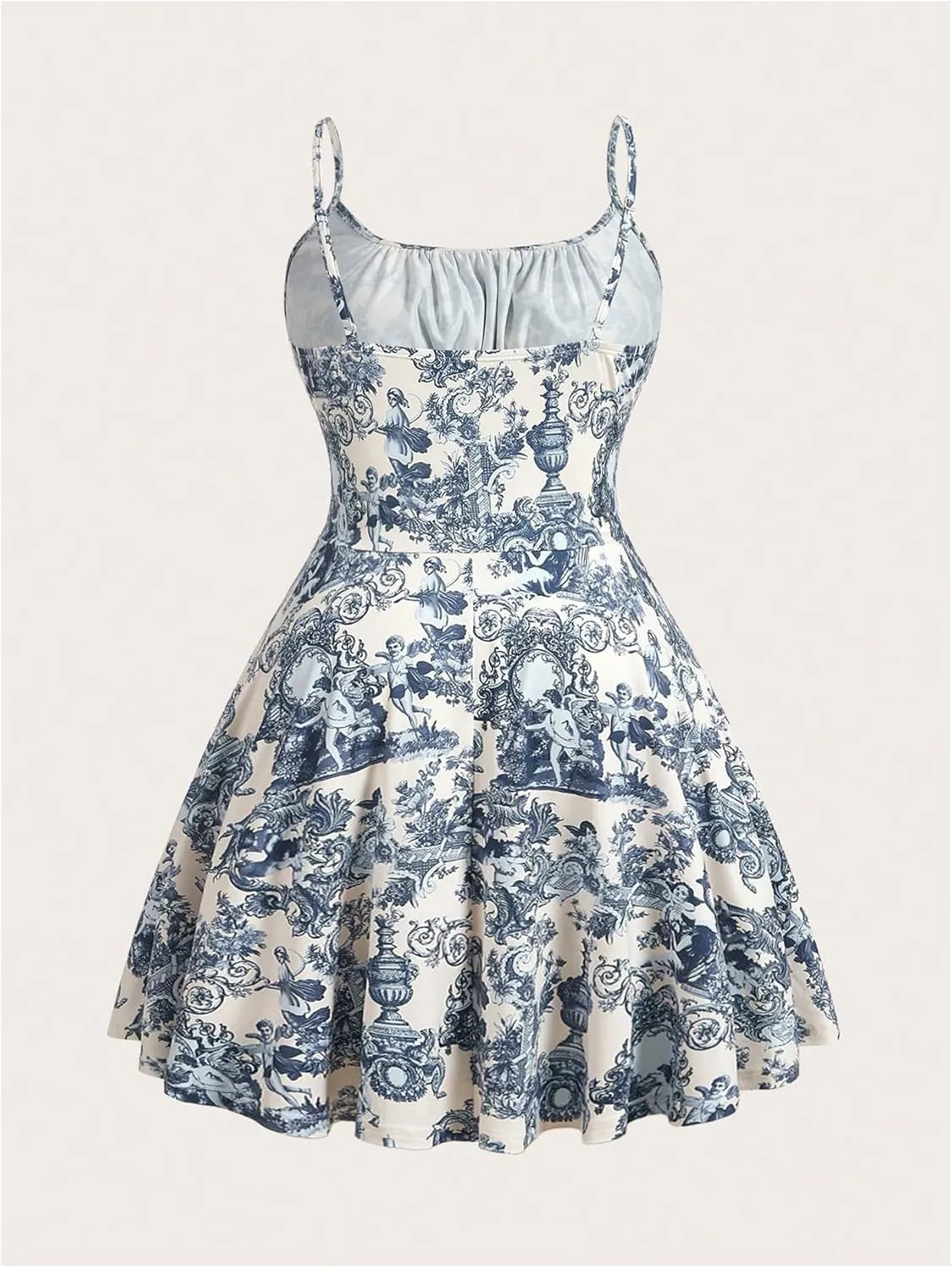 Women's Plus Size Boho Sundresses Bowknot Ruffle A Line Mini Dresses Tie Front Cami Holiday Dress