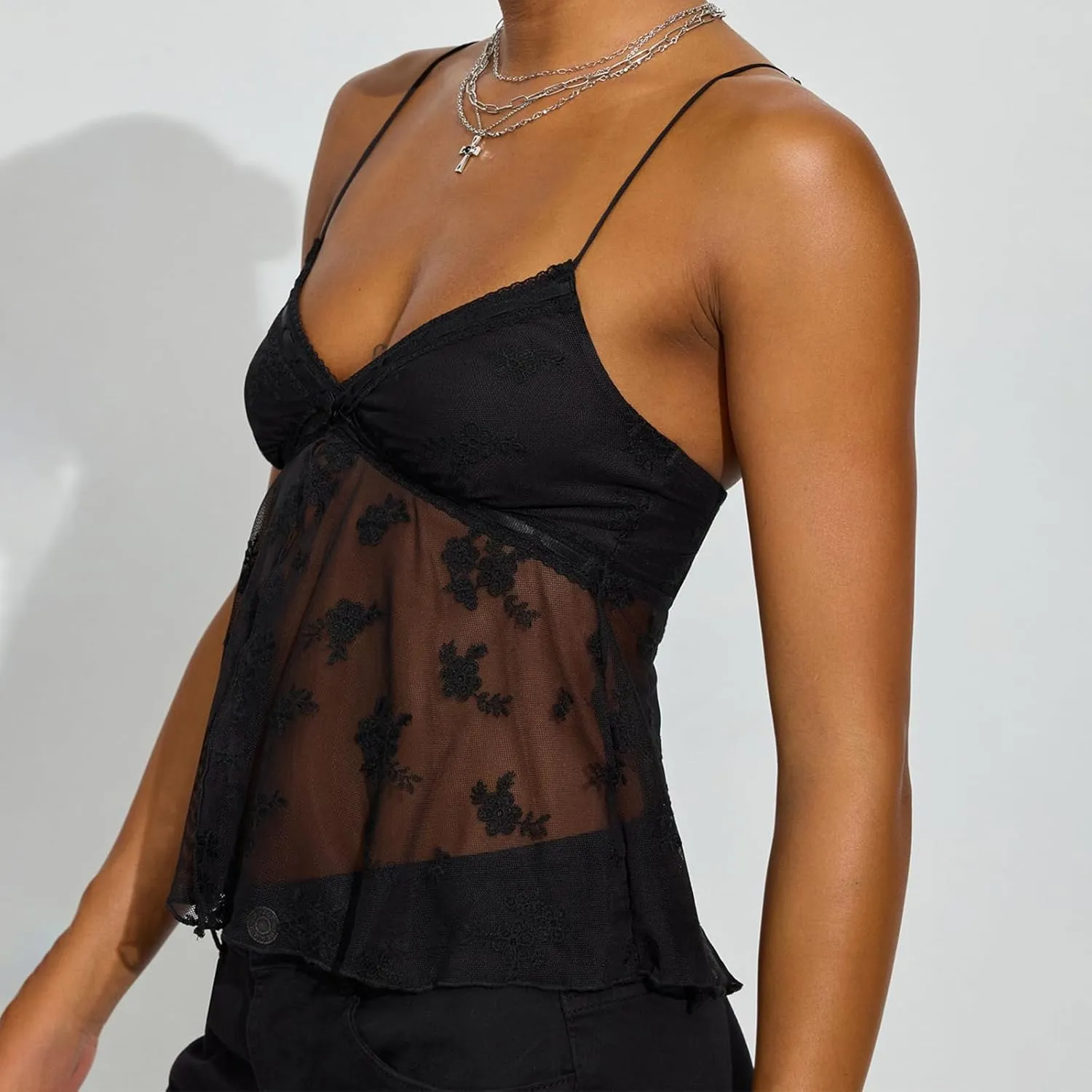 Womens Sexy Cami Stretchy Spaghetti Strap Camisole Tank Top Y2k Going Out Slim Corset Sleeveless Shirt Crop Tops