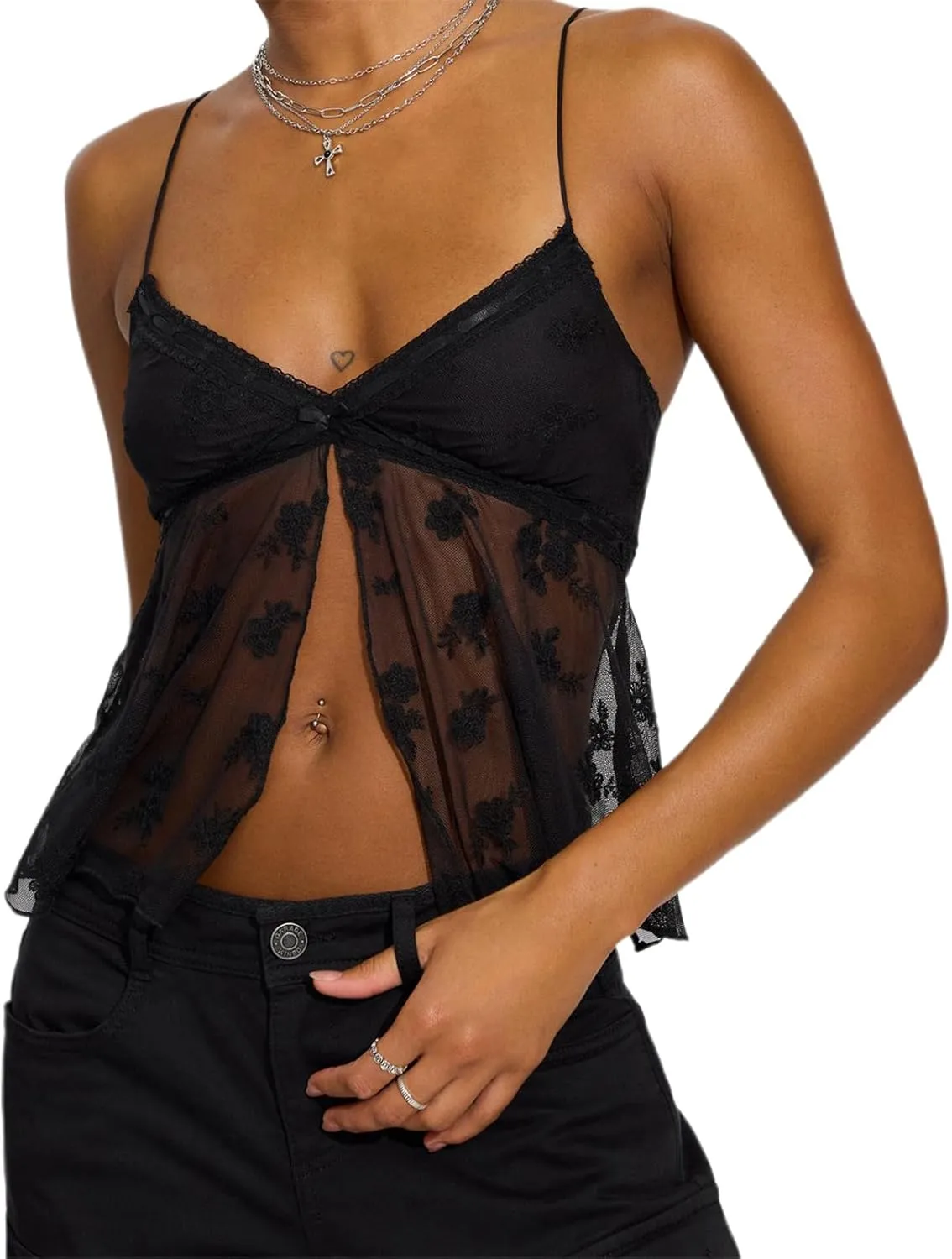 Womens Sexy Cami Stretchy Spaghetti Strap Camisole Tank Top Y2k Going Out Slim Corset Sleeveless Shirt Crop Tops