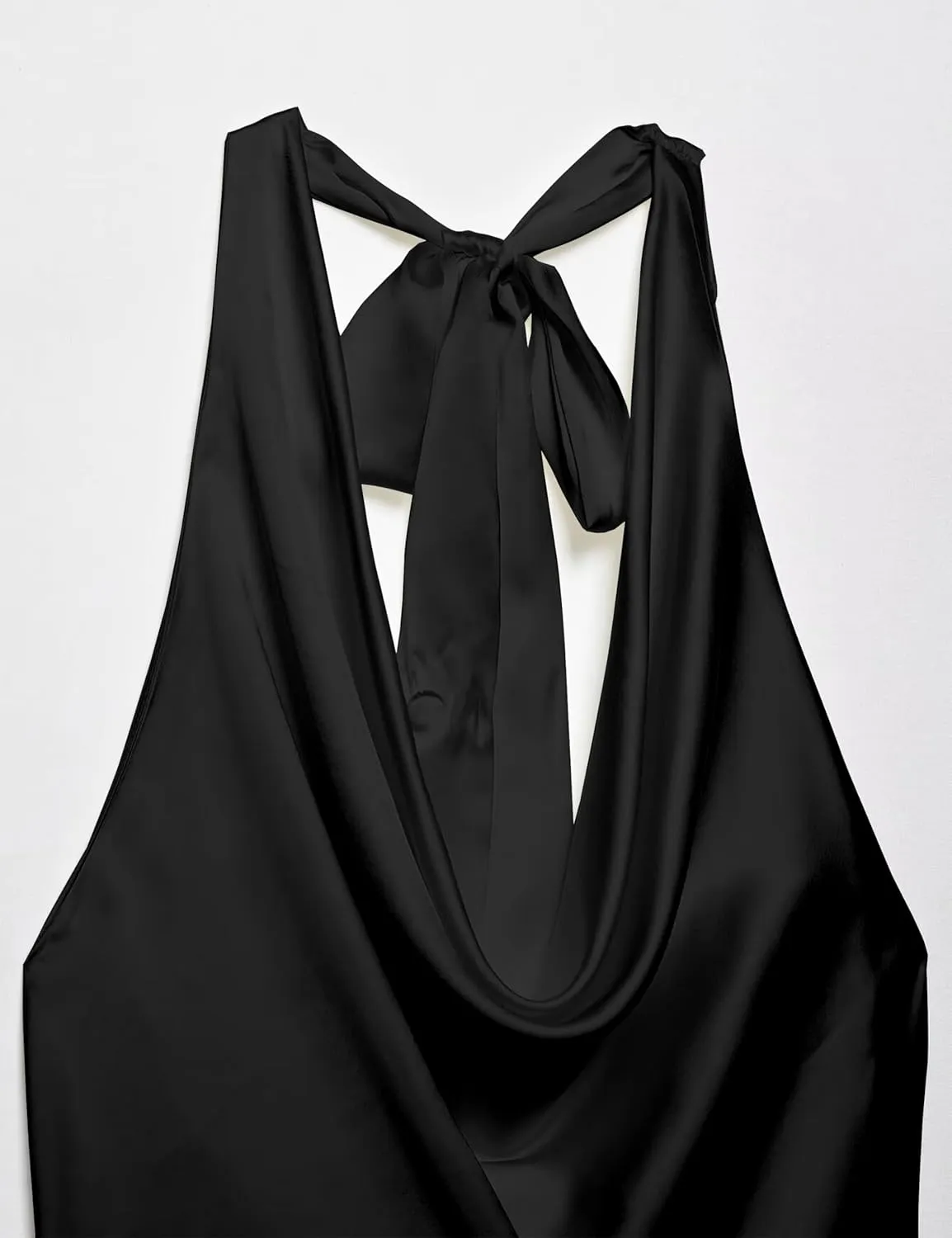 Womens Silk Backless Tank Top Elegant Satin Blouse Tie Back Halter Neck Classic Lady Vest