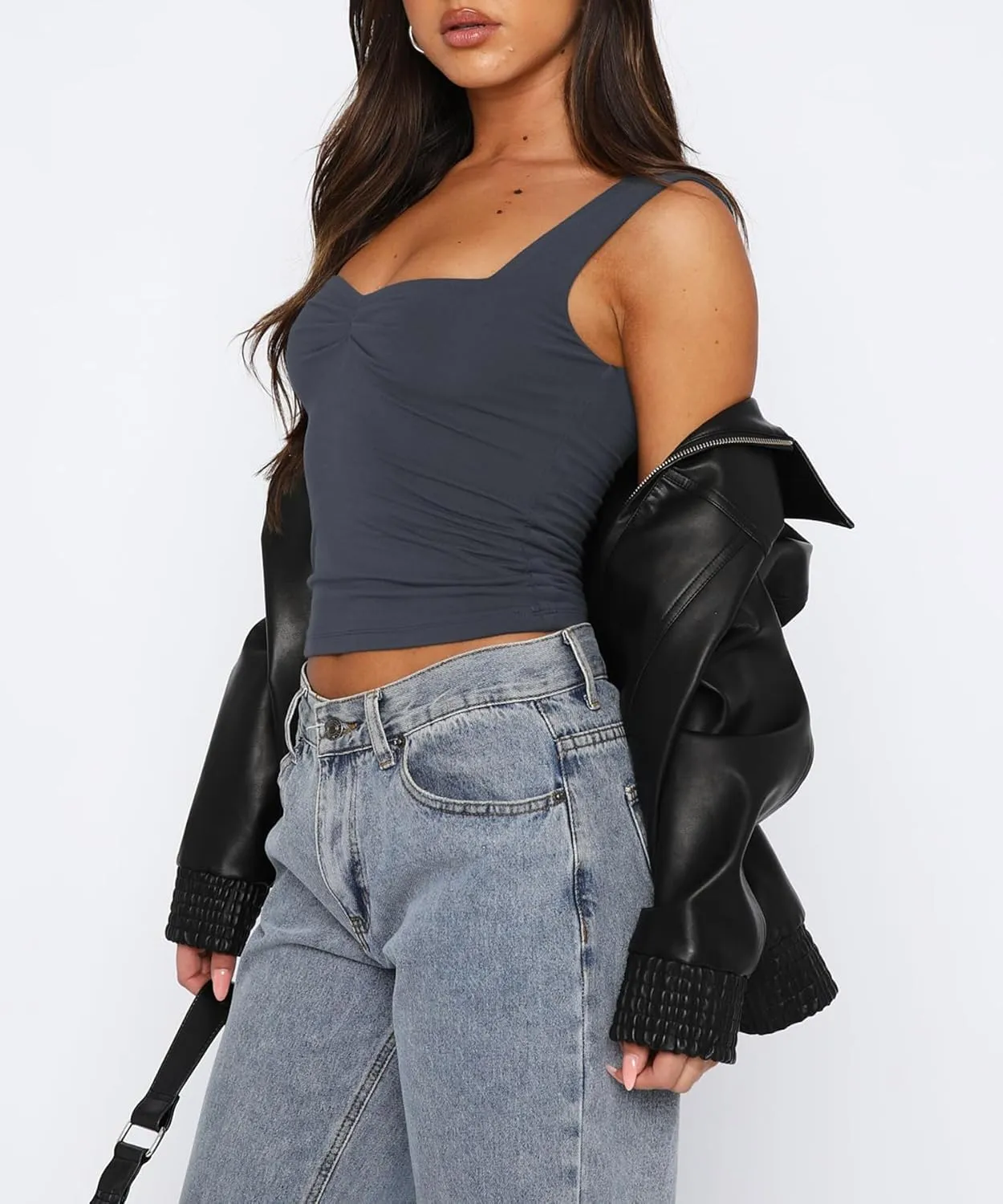 Women's Sleeveless Backless Crop Tank Top Sexy Pleated Bustier Sweetheart Neck Strappy Y2K Cami Cropped Tops