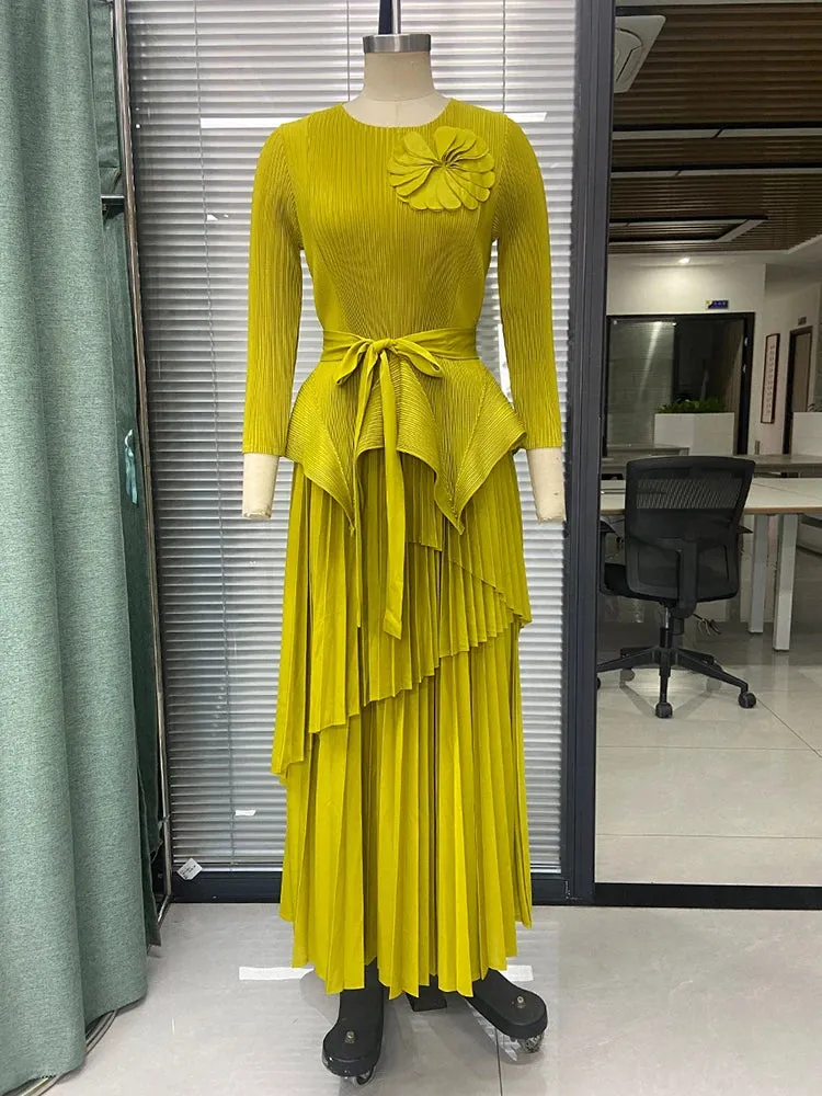 Women's Truly Pleated Long Skirt & Top Set