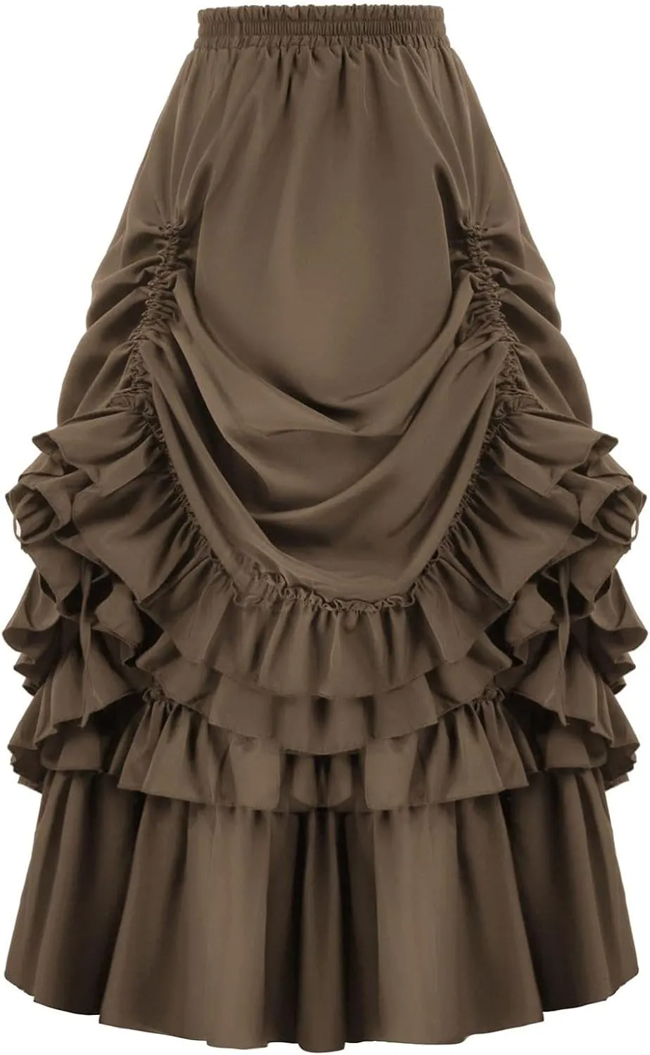 Women's Vintage Gothic Steampunk Skirt Renaissance Victorian Costume Asymmetrical High Low Layered Ruffled Skirt
