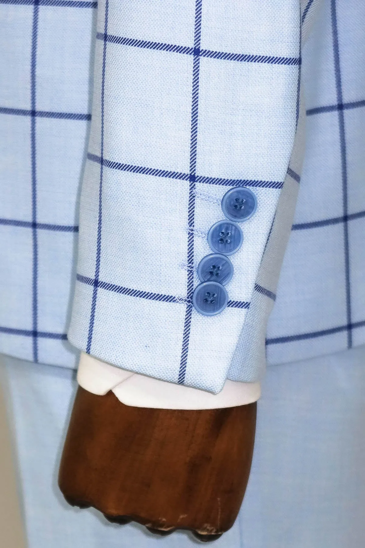 WSS Slim Fit Patterned Light Blue Men Combination Suit  - Singen