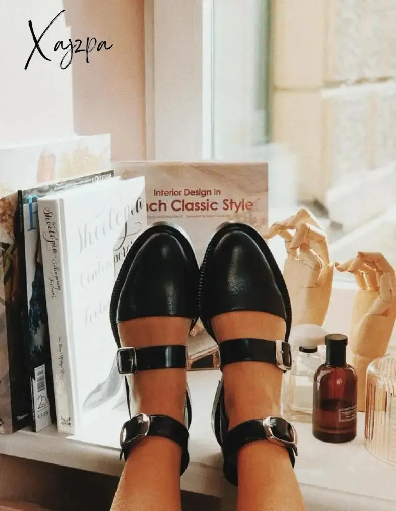 Xajzpa - Buckle Color Block Sandals Flats