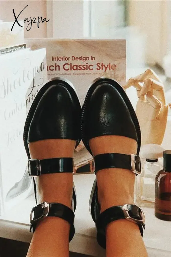 Xajzpa - Buckle Color Block Sandals Flats