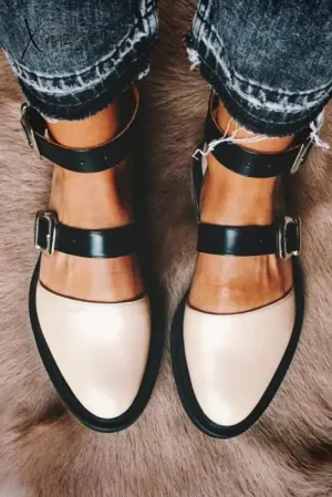 Xajzpa - Buckle Color Block Sandals Flats