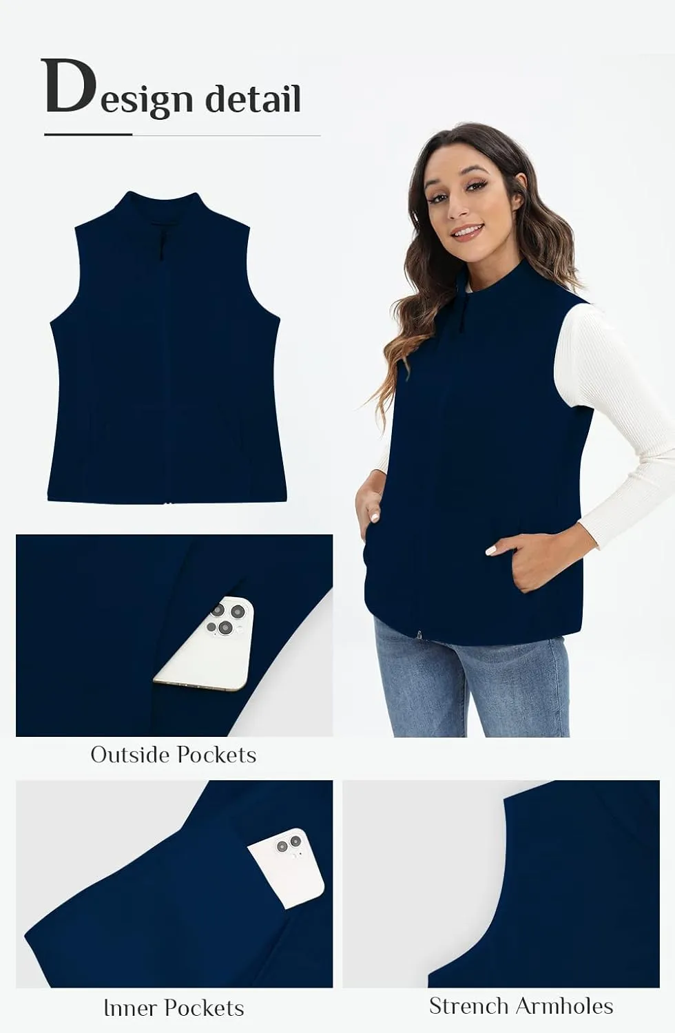 Xeoxarel Women's Fleece Vest with 6 Pockets (XS-2XL)