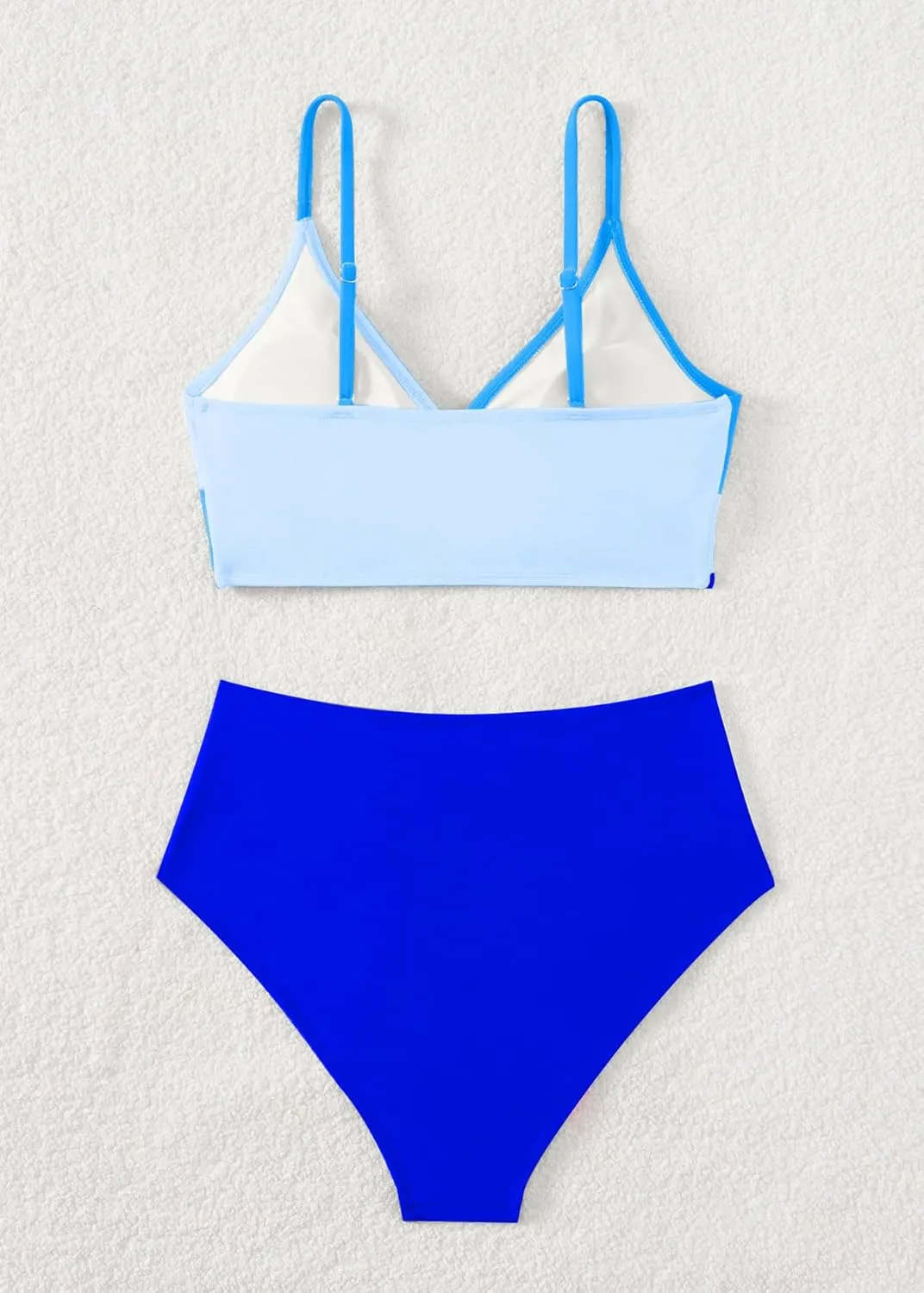 YELAIVP High Waisted Bikini Sets for Women V Neck Bathing Suit for Women Tummy Control Two Piece Swimsuits Swimwear