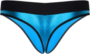Youllyuu Men Metallic PU Leather Bulge Pouch Briefs Sissy Panties Low Waist Elastic Waistband T-Back Thongs