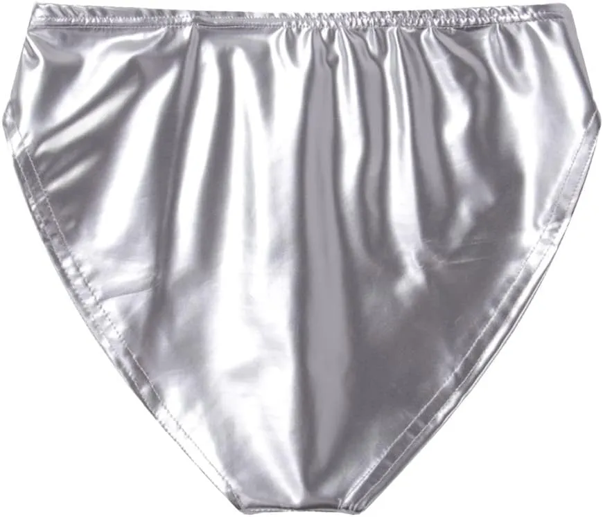 Youllyuu Mens PU Leather Panties Glossy Bulge Pouch Boxer Briefs Elastic Waistband Underpants Clubwear