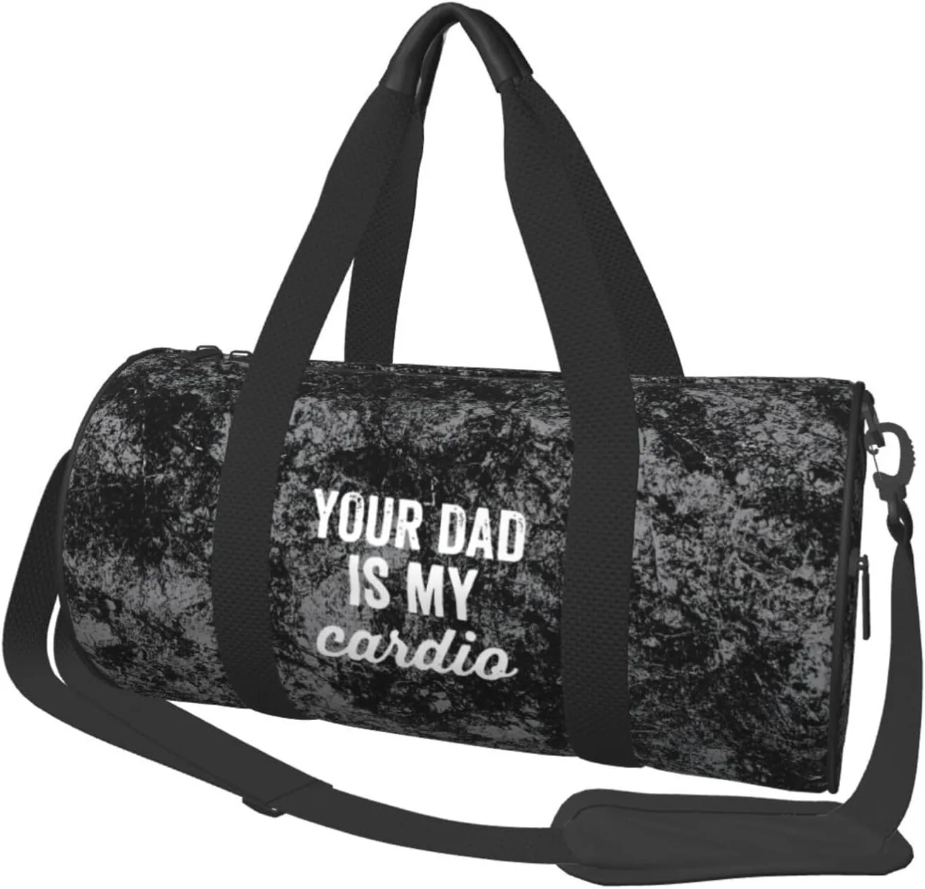 Your Dad is My Cardio Convertible Garment Bag with Shoulder Strap, Carry on Garment Duffel Bag for Men Women - Rolling Foldable for Travel Luggage Bags (Black)