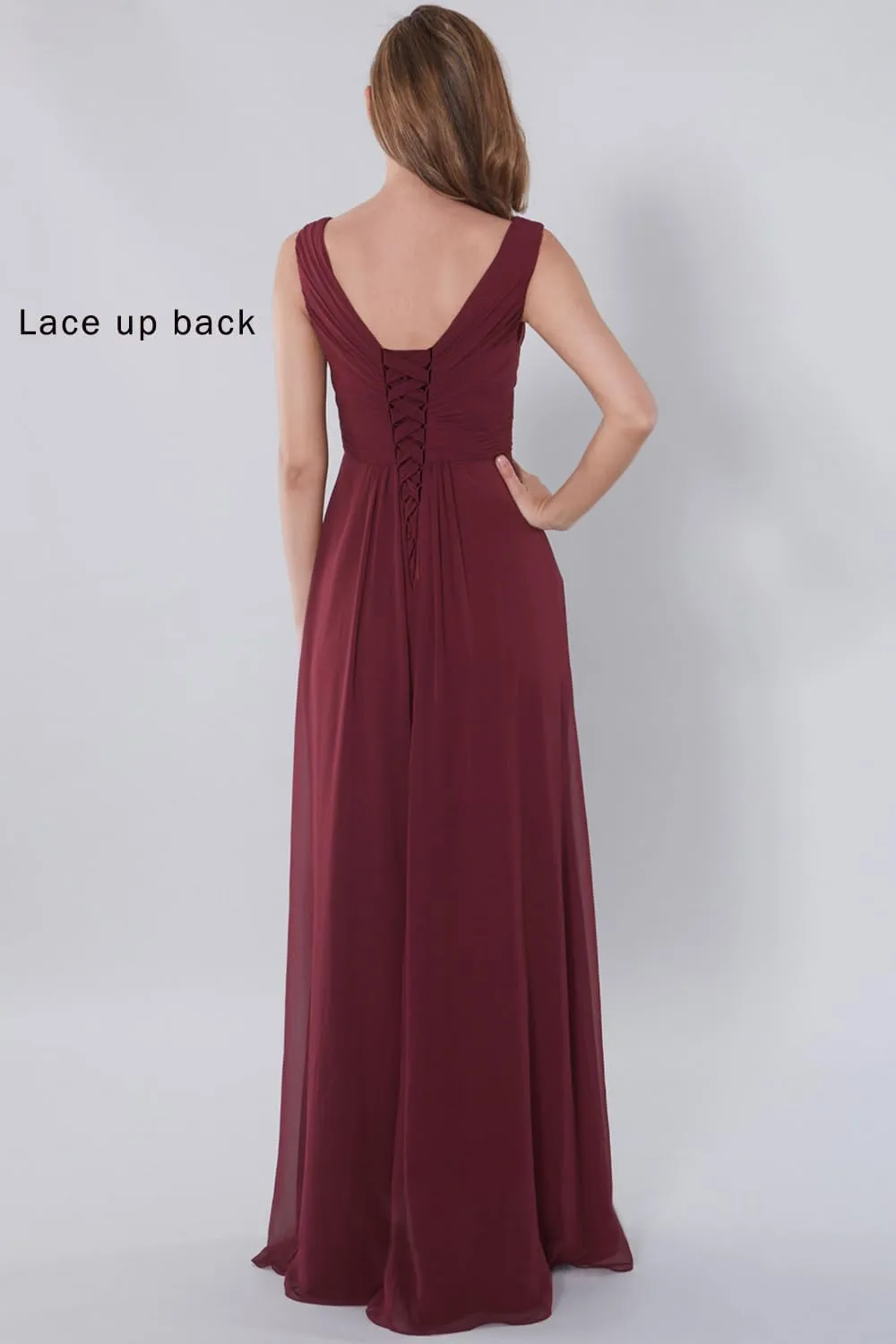 YRGERATON Women's V-Neck Wedding Bridesmaid Dresses Pleated Chiffon Formal Evening Prom Party Gown with Slit