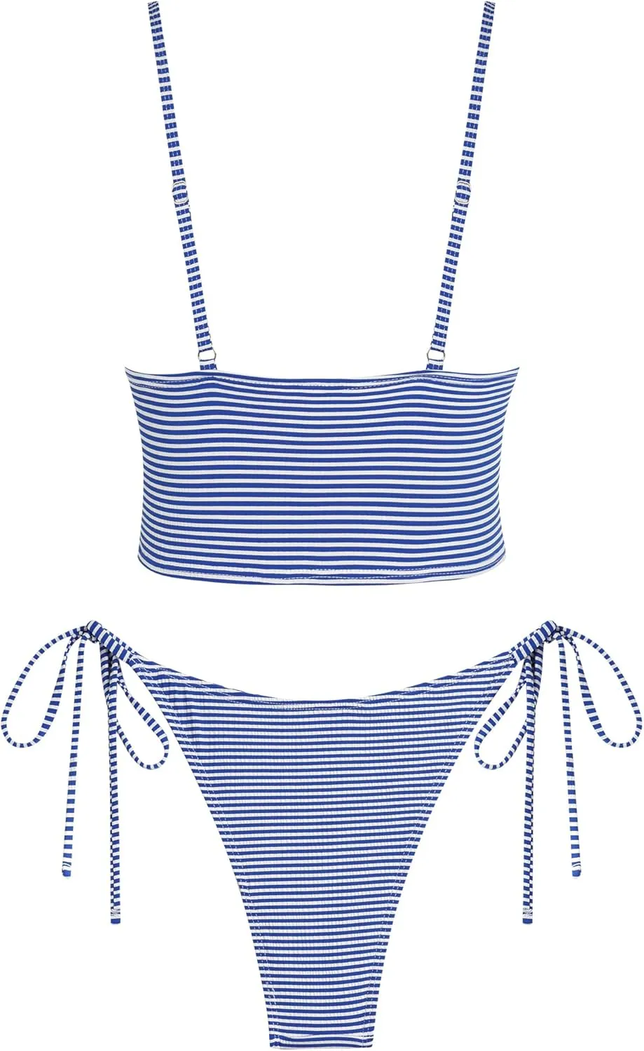 ZAFUL Women's Spaghetti Strap Tankini Swimsuits V Neck Tummy Control Tie Side Thong Bikini Swimsuits 2 Piece Bathing Suits