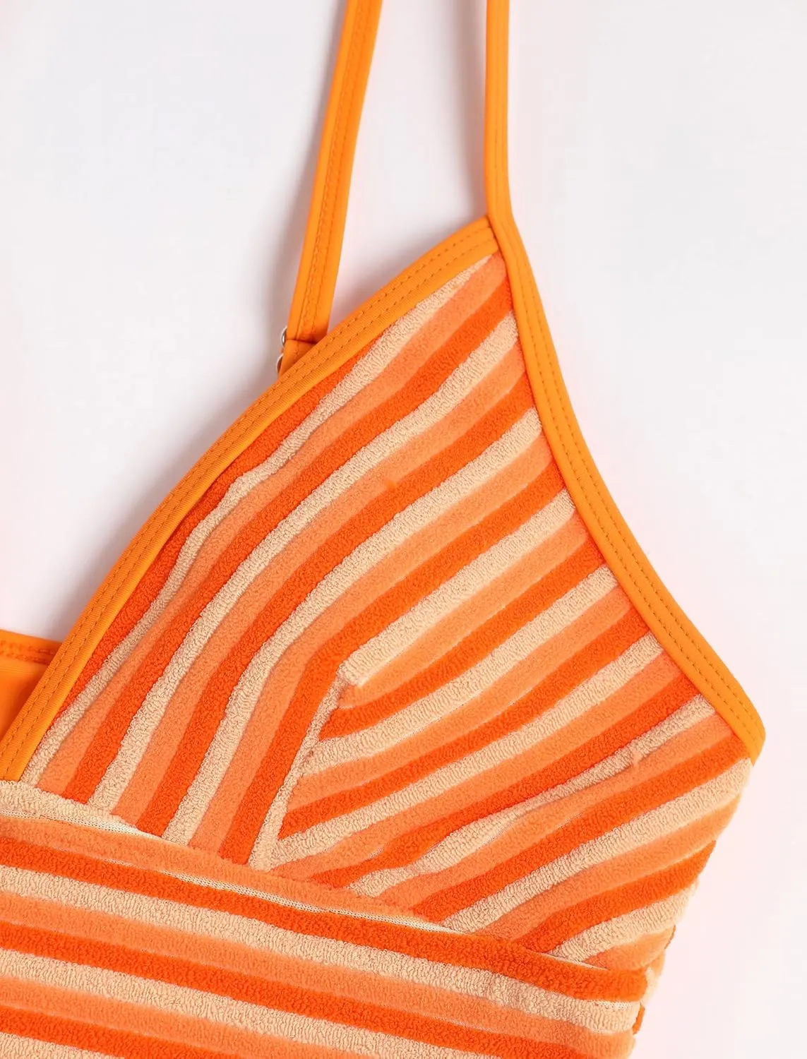 ZAFUL Women's Spaghetti Strap Tankini Swimsuits V Neck Tummy Control Tie Side Thong Bikini Swimsuits 2 Piece Bathing Suits