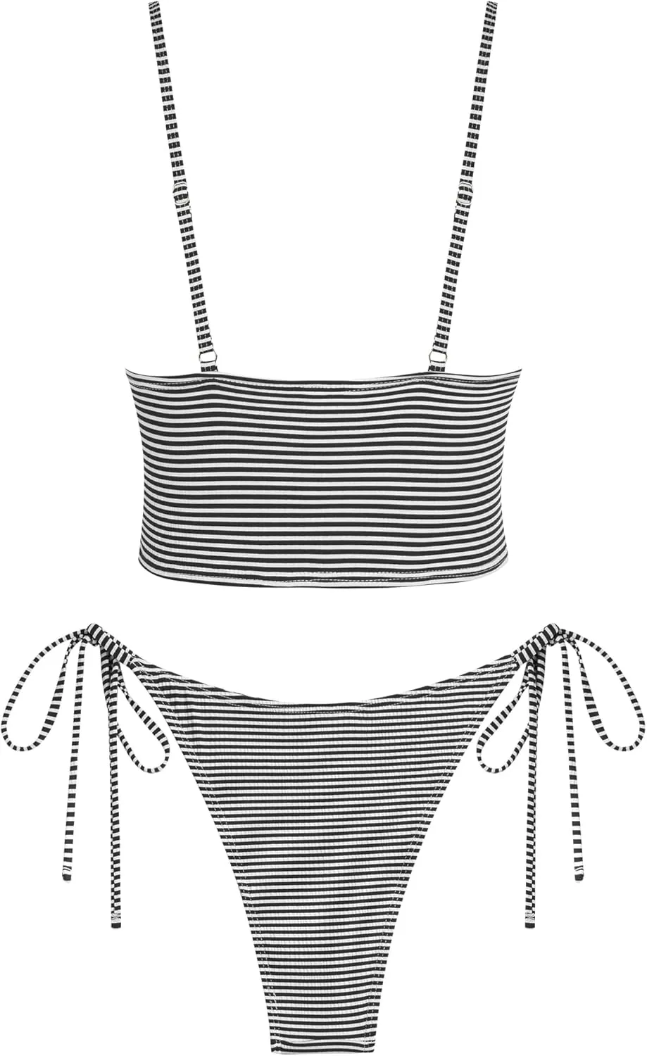ZAFUL Women's Spaghetti Strap Tankini Swimsuits V Neck Tummy Control Tie Side Thong Bikini Swimsuits 2 Piece Bathing Suits