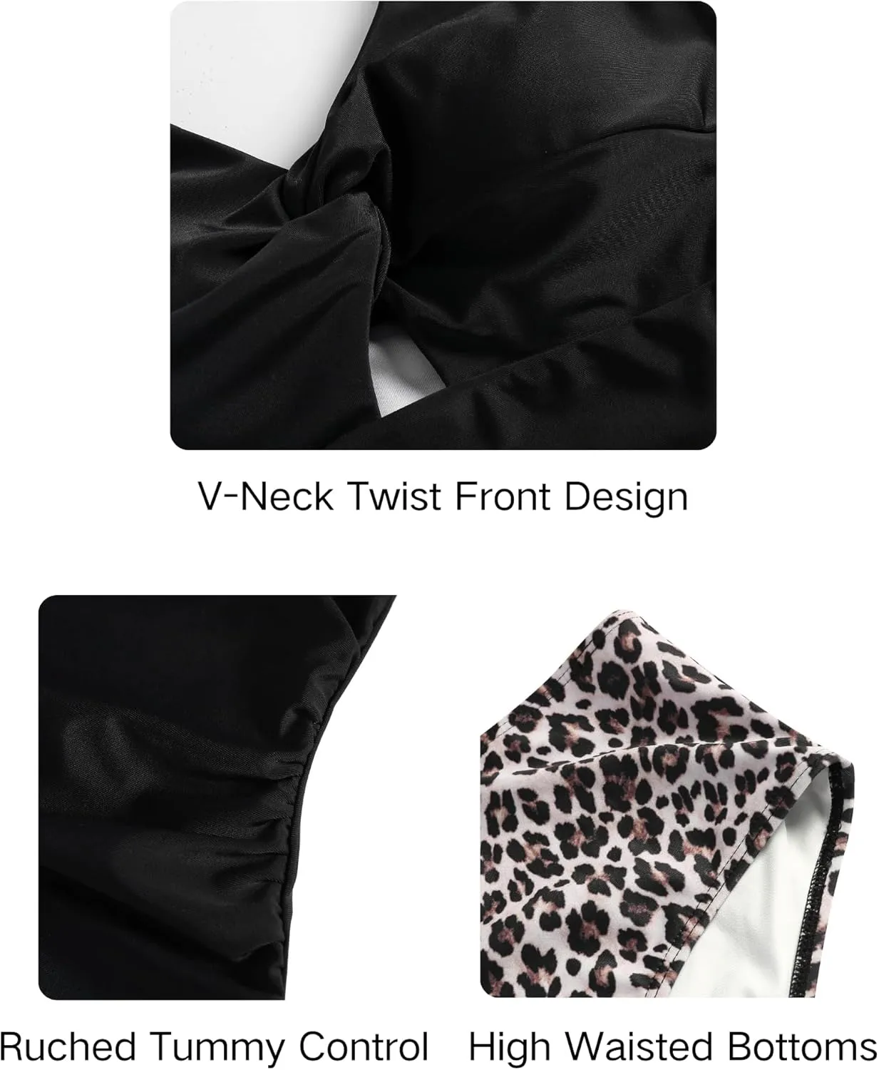 ZAFUL Women's Tankini Swimsuits Twist Front Tummy Control High Waisted Bikini Sets Two Piece Bathing Suits