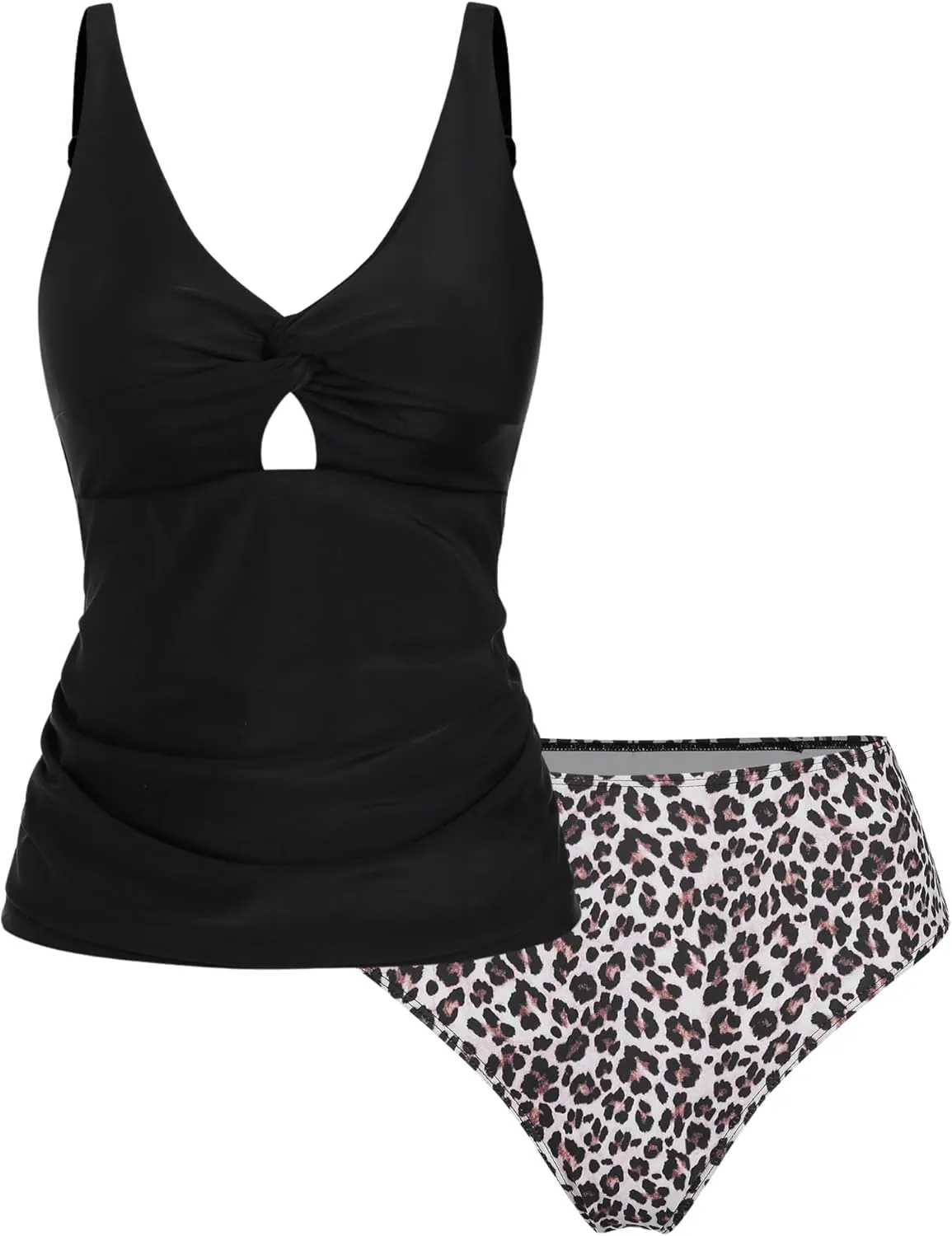 ZAFUL Women's Tankini Swimsuits Twist Front Tummy Control High Waisted Bikini Sets Two Piece Bathing Suits