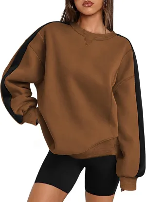 Zeagoo Womens Sweatshirt Long Sleeve Color Block Fleece Hoodies Fall Casual Crewneck Pullover Tunic Tops 2025