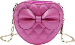 ZGMYC Cute Heart-shaped Crossbody Purse Bowknot Shoulder Bag Satchel for Little Girls Toddlers