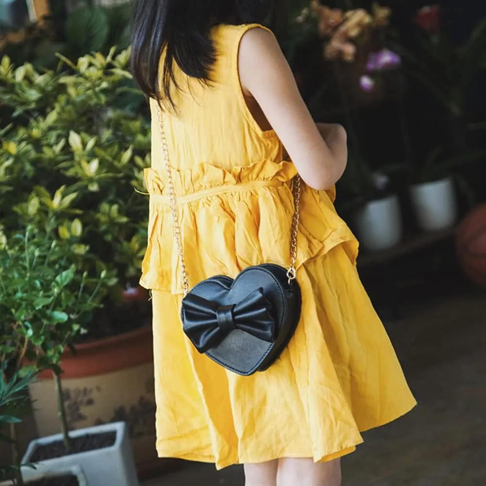 ZGMYC Cute Heart-shaped Crossbody Purse Bowknot Shoulder Bag Satchel for Little Girls Toddlers