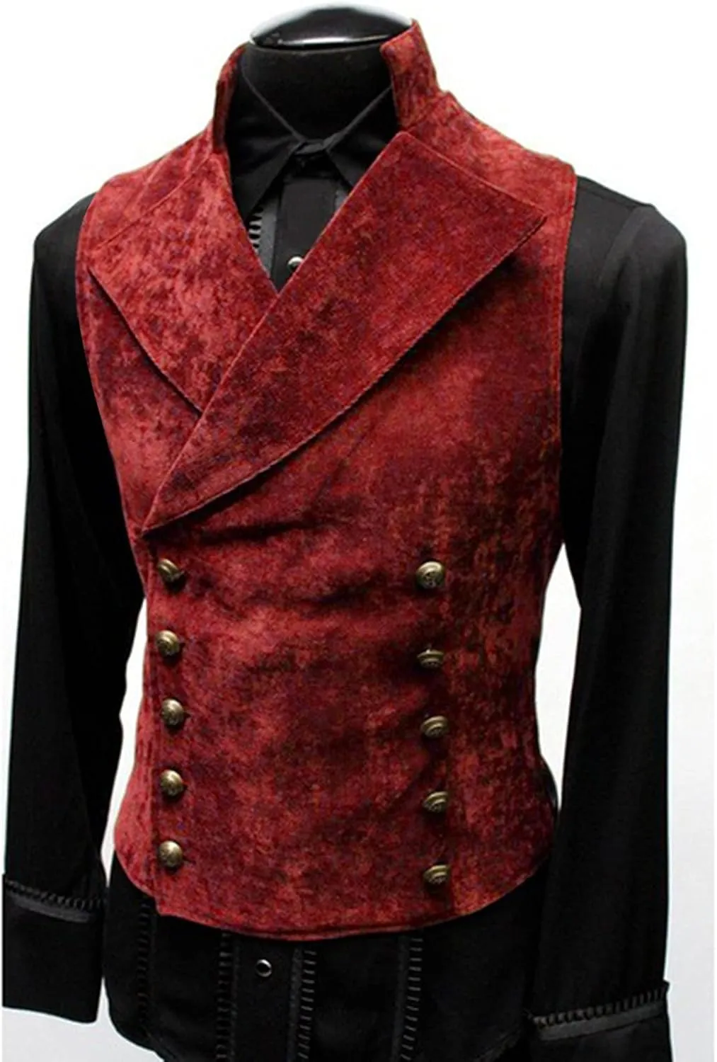 ZHUER Mens Cowboy Suede Leather Vest - Retro Faux Suede Waistcoat for Men - Slim Fit Sleeveless Casual Vest Jacket