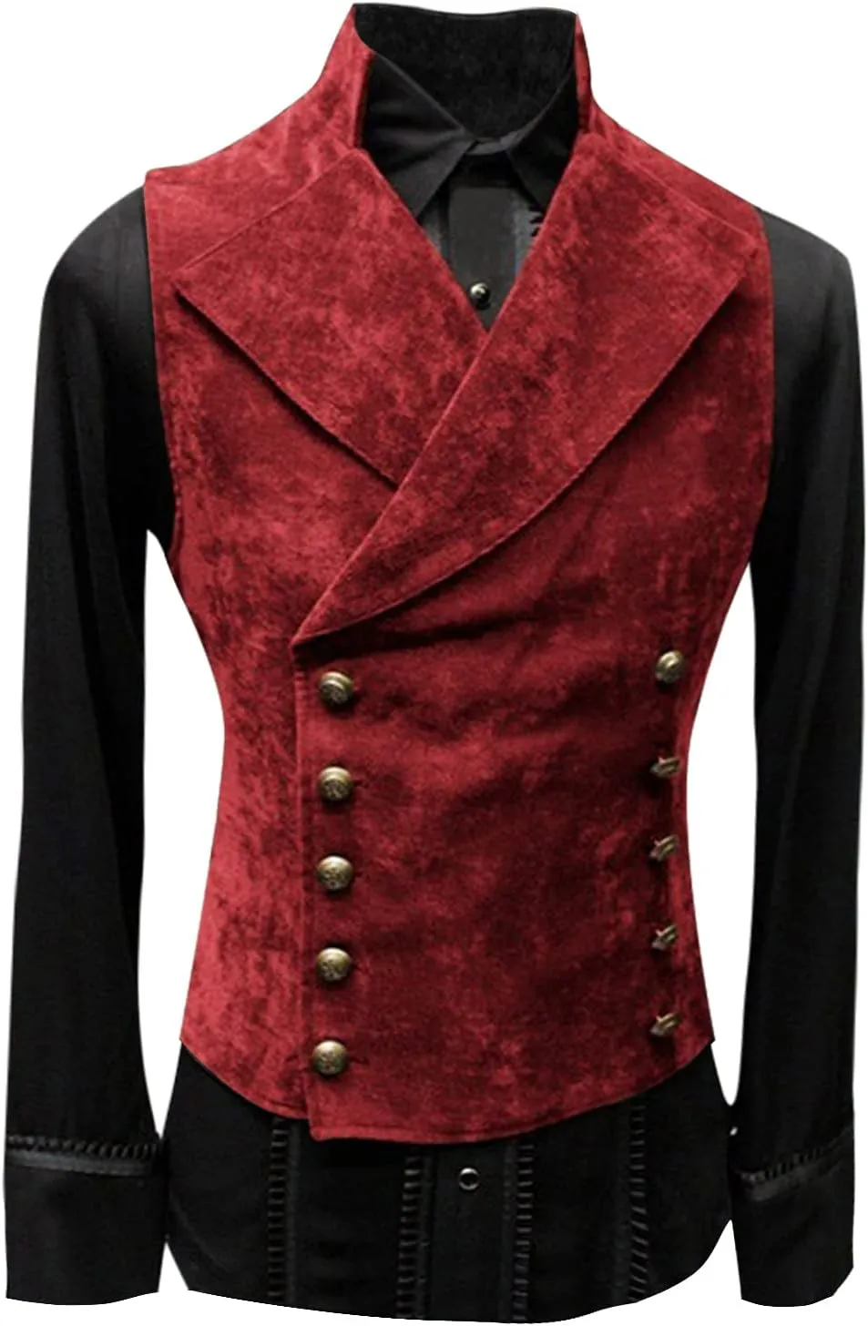 ZHUER Mens Cowboy Suede Leather Vest - Retro Faux Suede Waistcoat for Men - Slim Fit Sleeveless Casual Vest Jacket