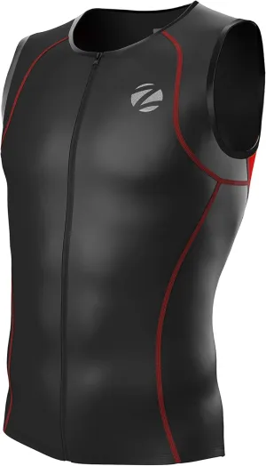 Zimco Men Performance Triathlon Tank Tri Top Triathlon Singlet Tri Shirt Full Zipper Swim Bike Run