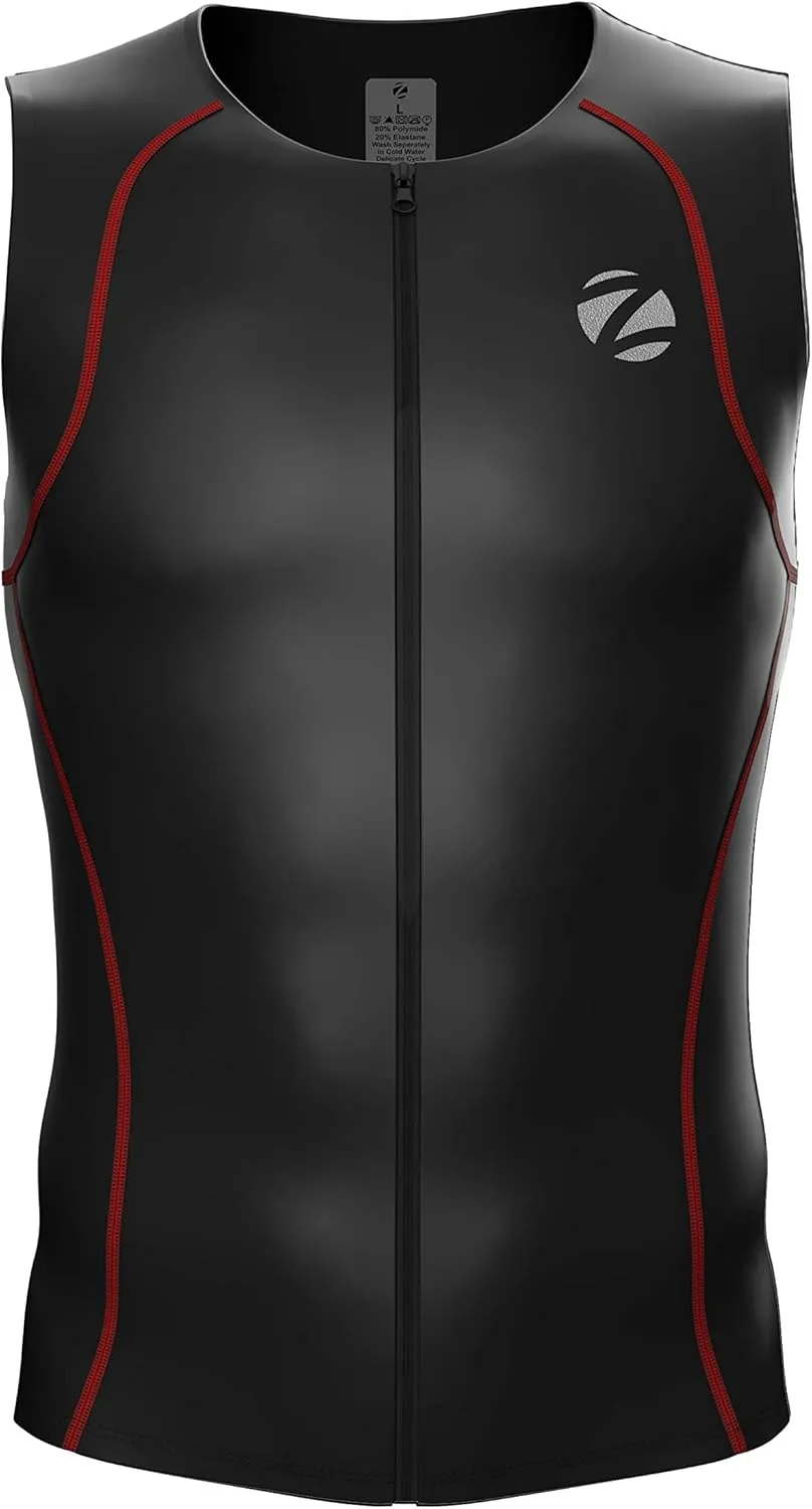 Zimco Men Performance Triathlon Tank Tri Top Triathlon Singlet Tri Shirt Full Zipper Swim Bike Run