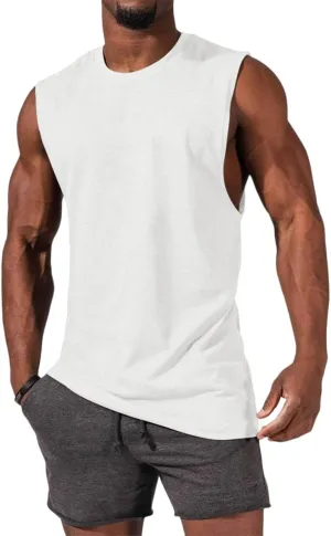 ZIWOCH Men's Sleeveless Tank Tops Crewneck Solid Loose Fit Shirt