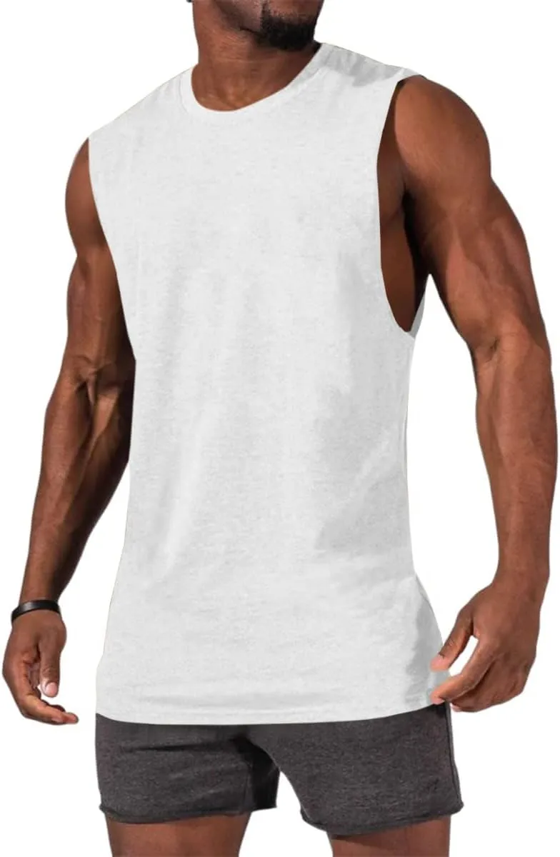 ZIWOCH Men's Sleeveless Tank Tops Crewneck Solid Loose Fit Shirt