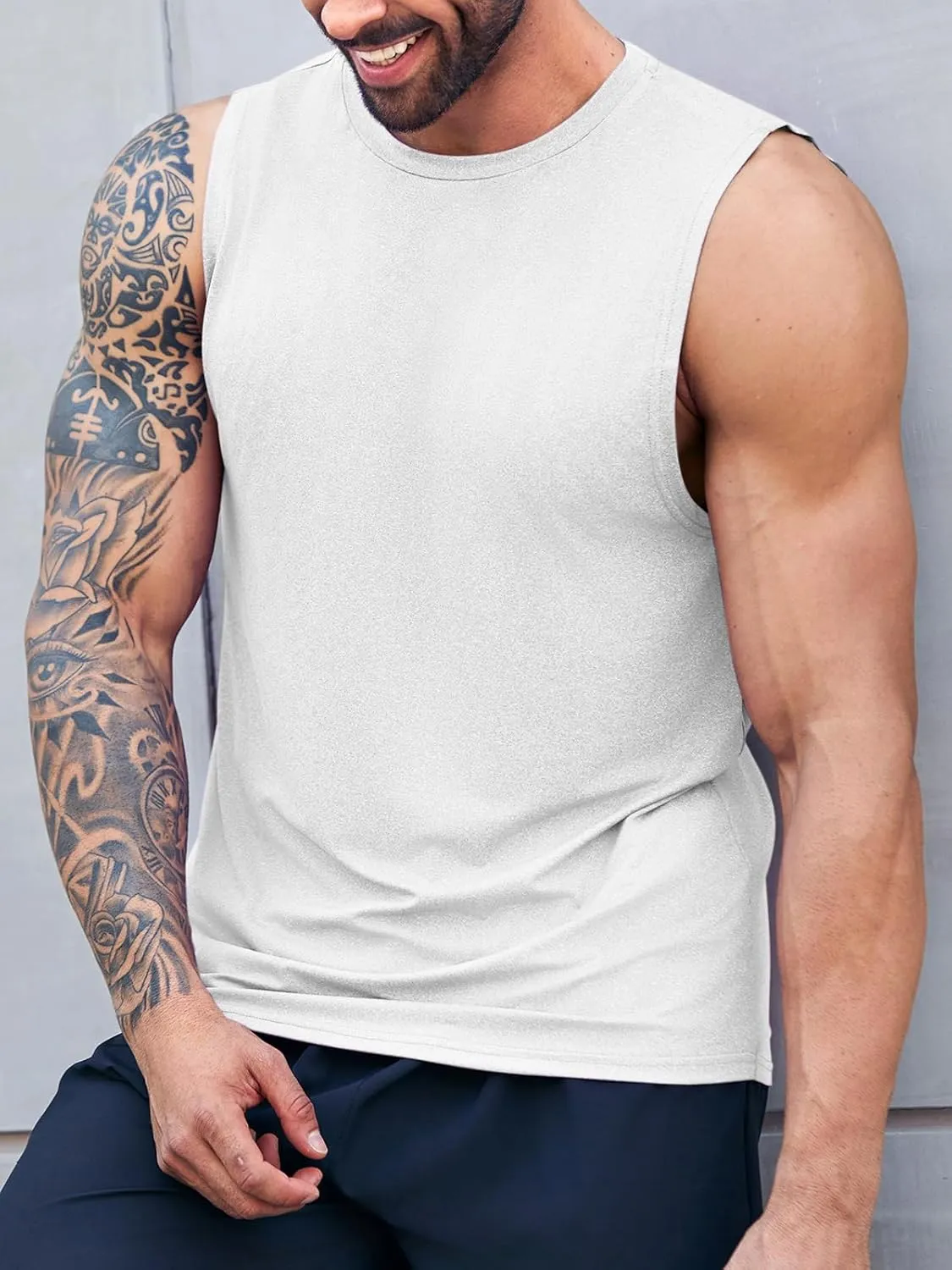 ZIWOCH Men's Sleeveless Tank Tops Crewneck Solid Loose Fit Shirt