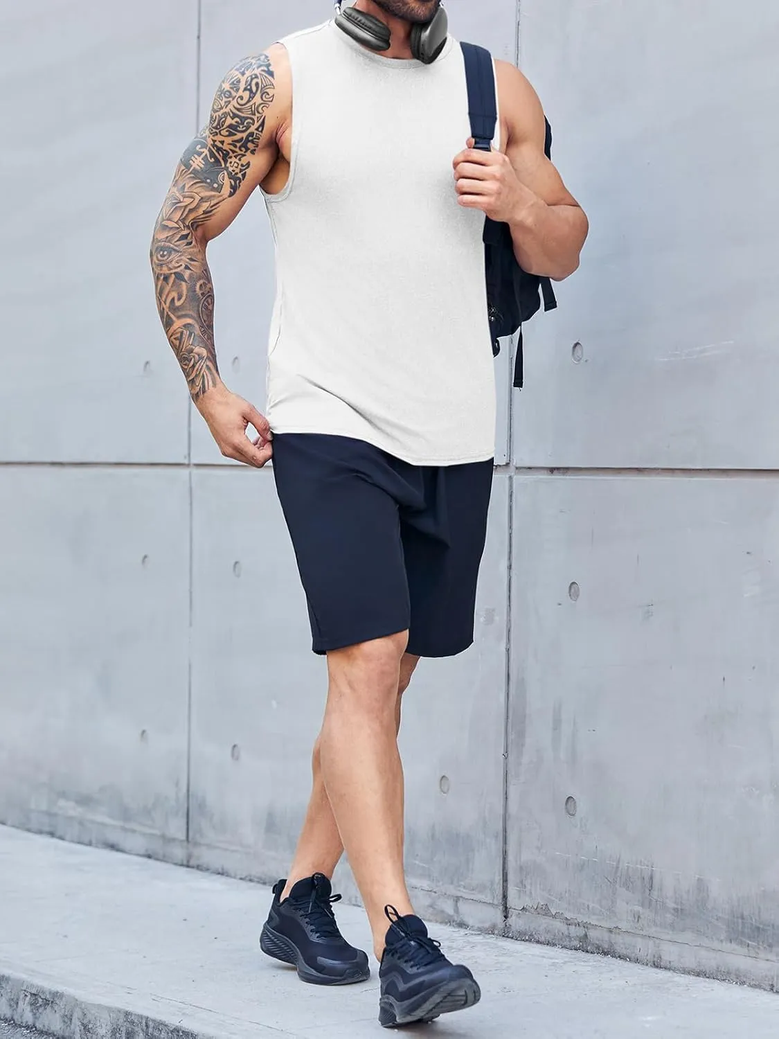 ZIWOCH Men's Sleeveless Tank Tops Crewneck Solid Loose Fit Shirt